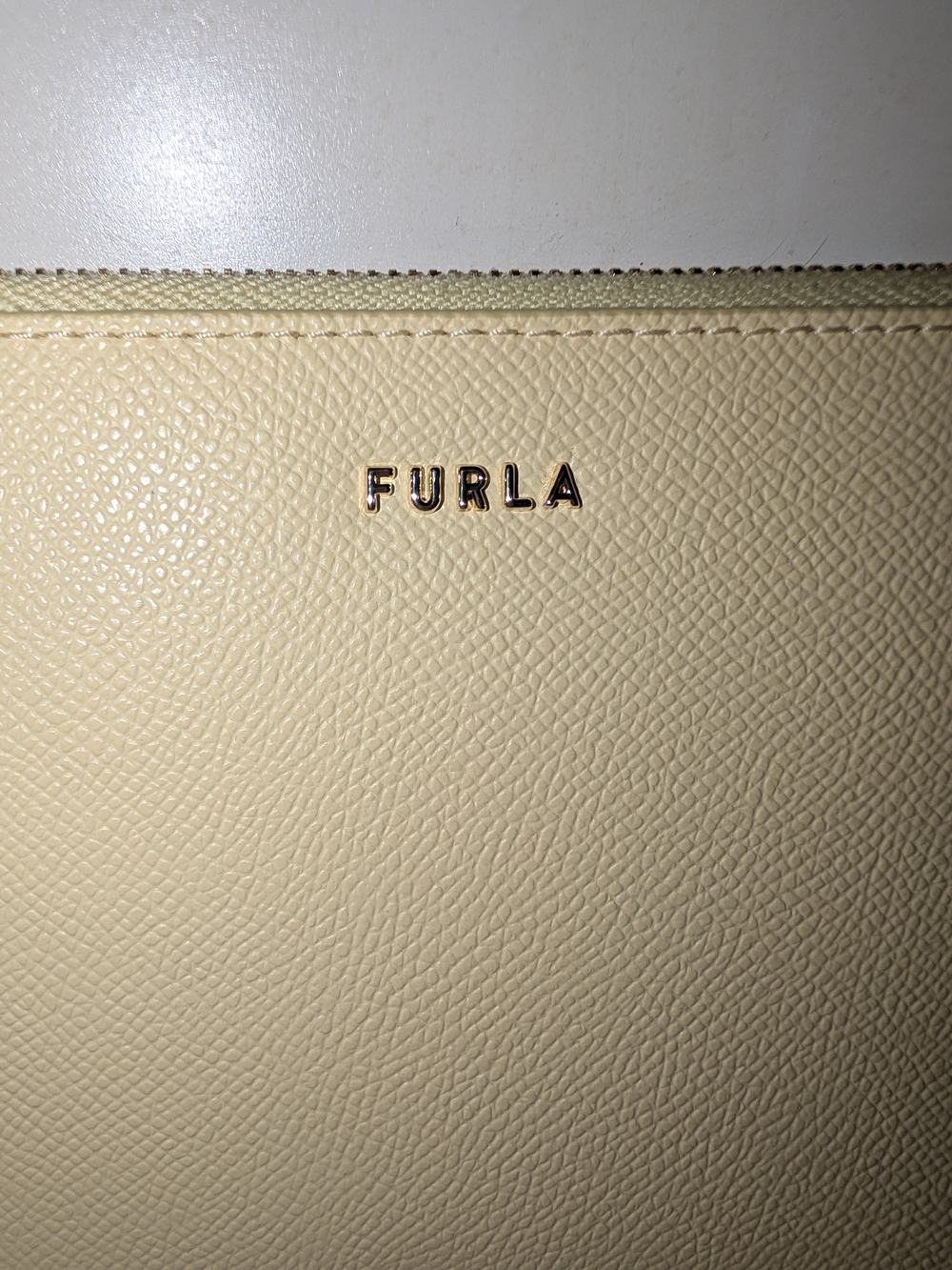 Furla Pale Yellow Saffiano Leather Wristlet - Picture 2 of 6